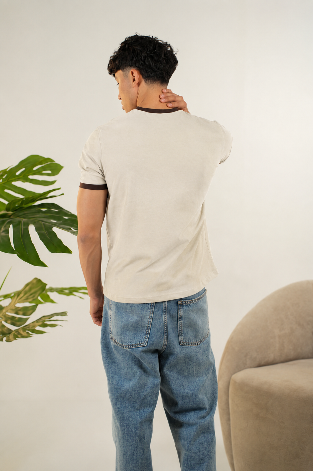 BEIGE RINGER TEE