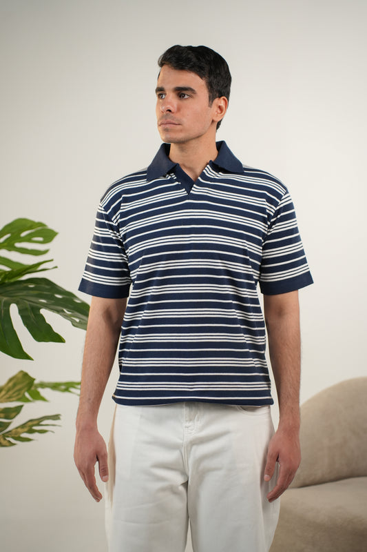 NAVY KNITTED POLO