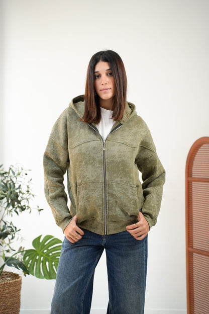 WANAS OLIVE ZIP-HOODIE