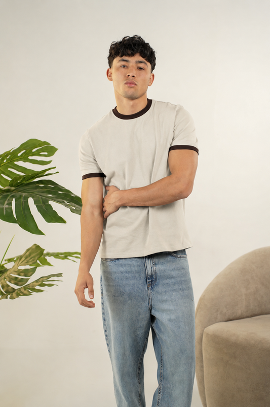 BEIGE RINGER TEE