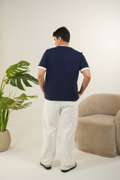 NAVY RINGER TEE