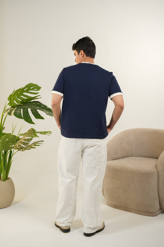 NAVY RINGER TEE