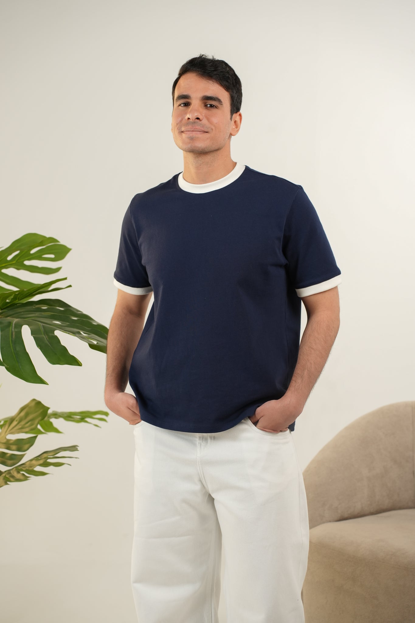 NAVY RINGER TEE