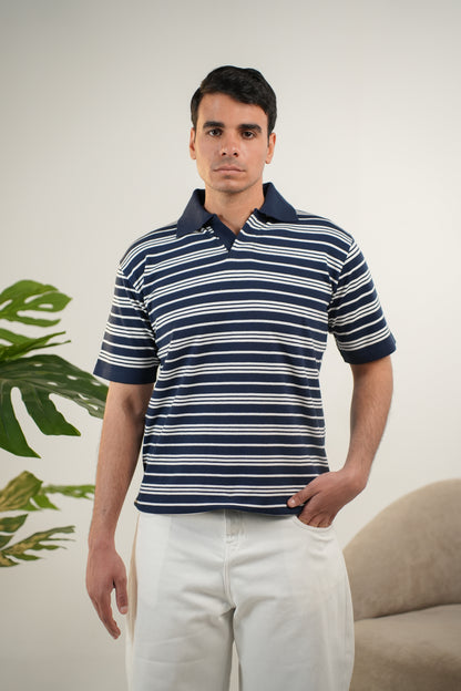 NAVY KNITTED POLO