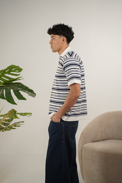 WHITE KNITTED POLO
