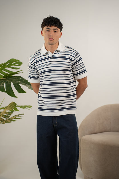 WHITE KNITTED POLO