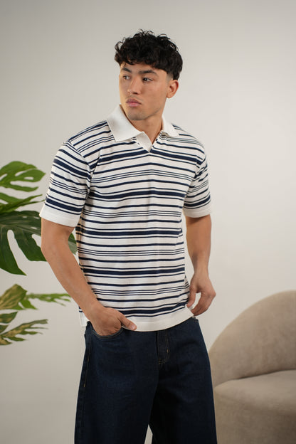 WHITE KNITTED POLO