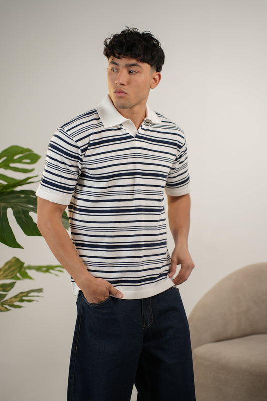 WHITE KNITTED POLO