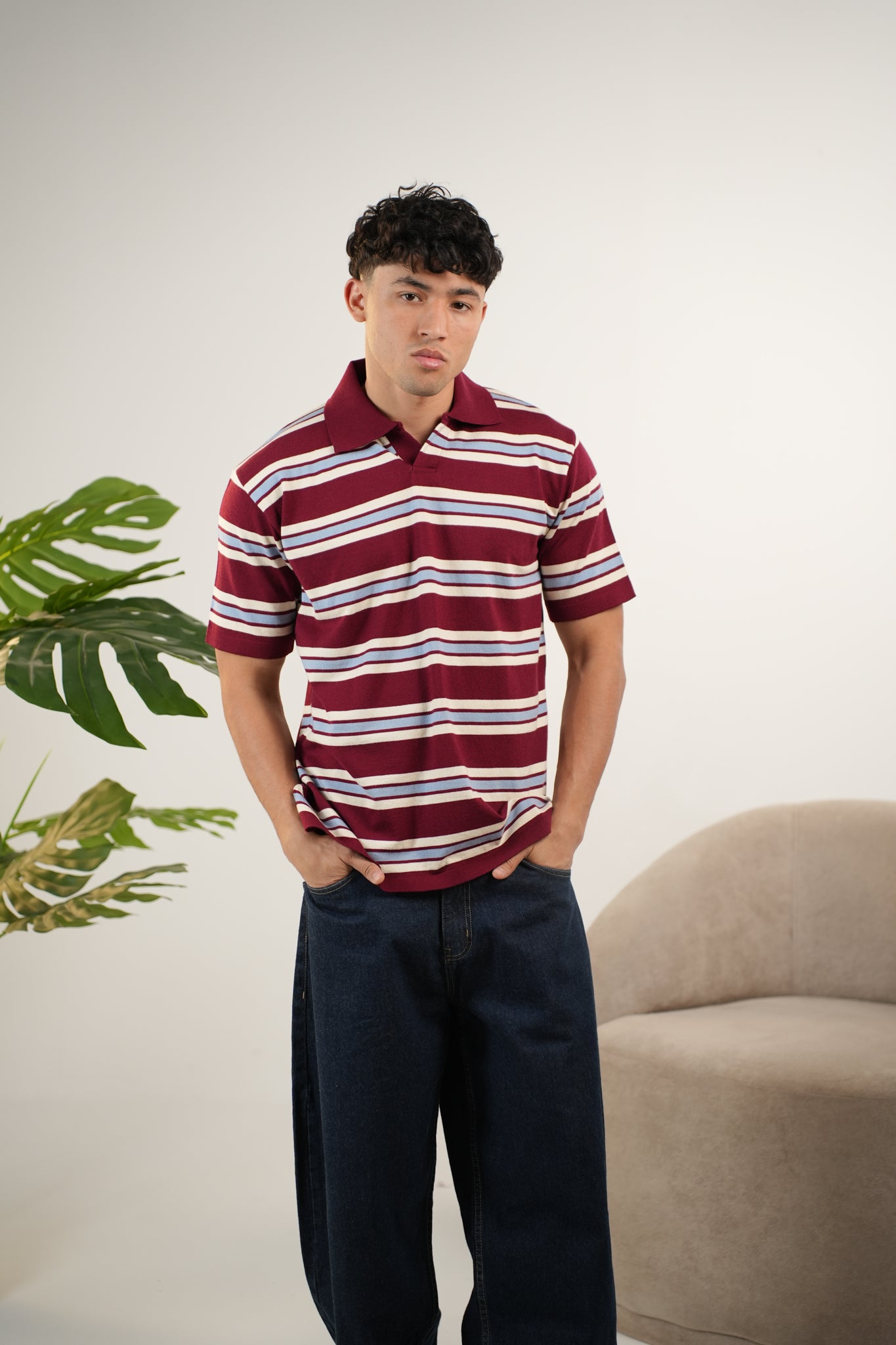 BURGANDY KNITTED POLO