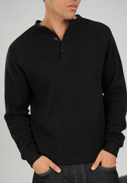 WNS BLACK HENLEY