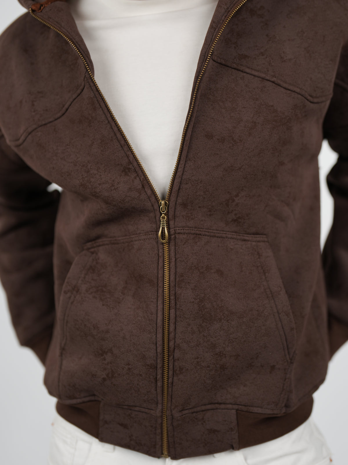 WNS BROWN ZIP-HOODIE