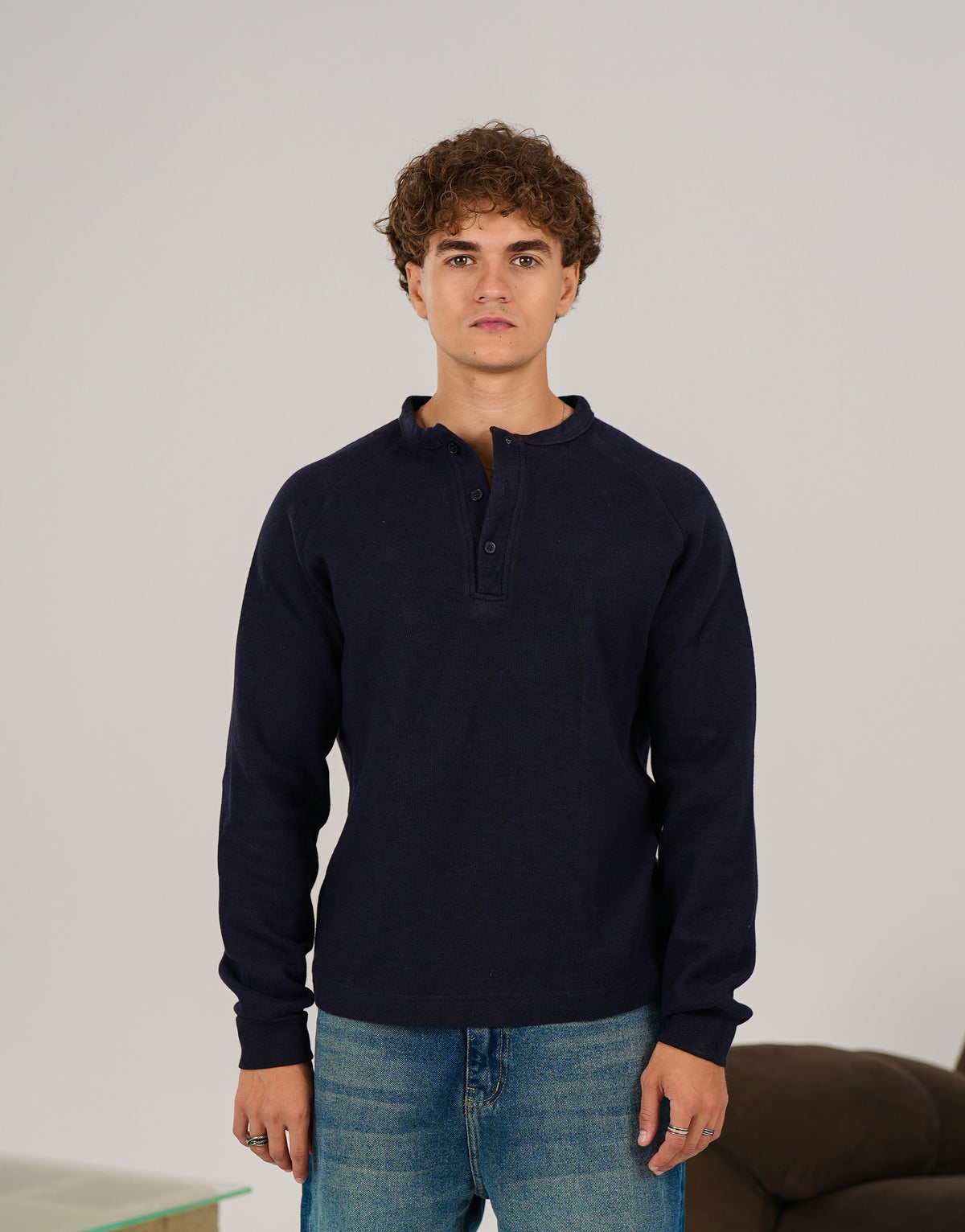WNS NAVY HENLEY