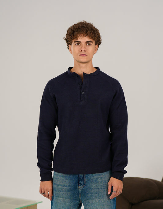 WNS NAVY HENLEY
