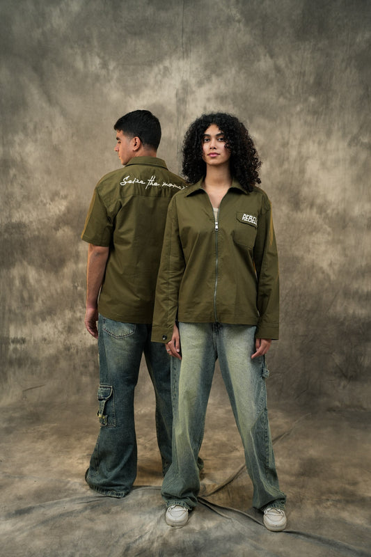 OLIVE WORKER JACKET