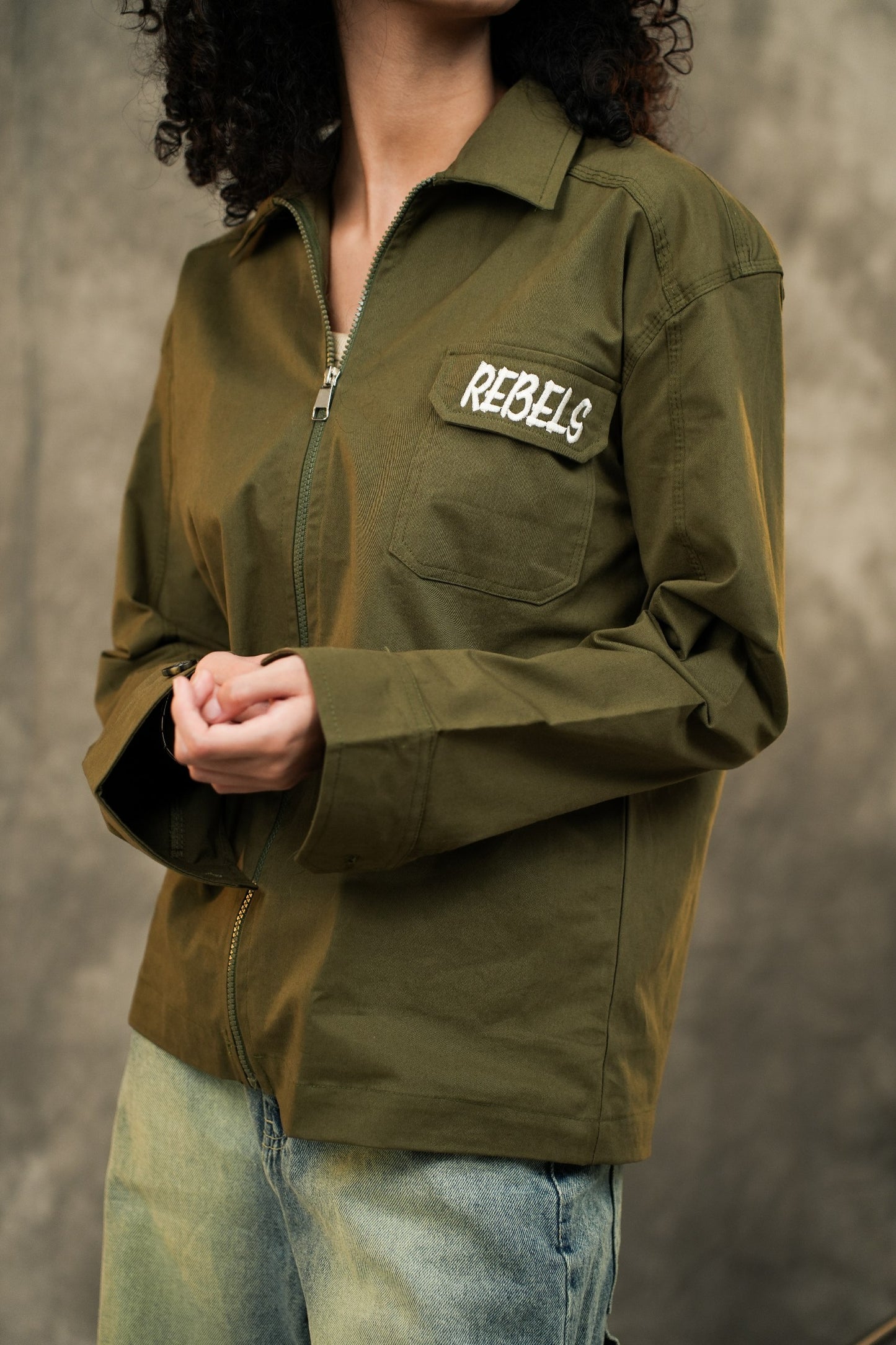 OLIVE WORKER JACKET